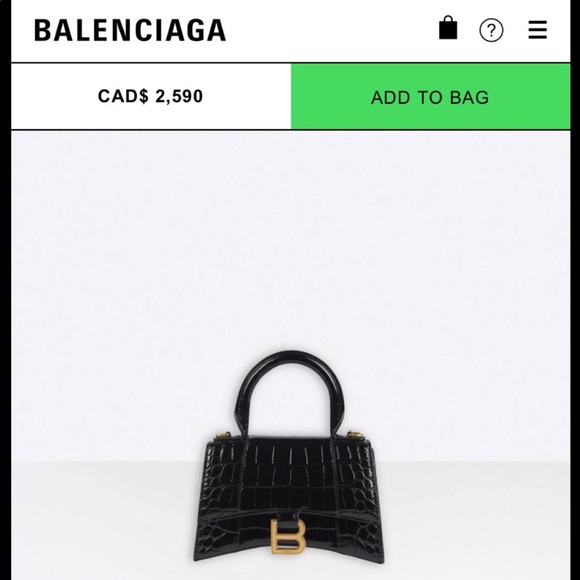 Authentic Balenciaga Black Croc XS Hourglass Bag - Picture 2 of 6